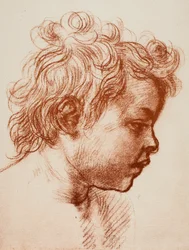 Studie for lederen af ​​St. John (barn) af den hellige familie, Palatina Gallery, Pitti; tegning af Andrea del Sarto, afdelingen for tegninger og tryk, Uffizi Gallery, Firenze