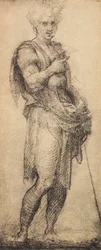 Studie af en mandsfigur, tegning af Andrea del Sarto. Kabinet for tegninger og tryk, Uffizi Gallery, Firenze