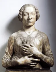 Kvinde med en flok blomster Marmorskulptur af Andrea di Francesco di Cione dit il Verrocchio (1435-1488) 1475-1480 ca. Søn 58 cm Firenze, Bargello Nationalmuseum