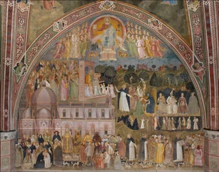 Via Veritatis, den militante og triumferende kirke (Le chemin de verite, den militante Eglise et triomphante) - Fresko af Cappellone degli Spagnoli par Andrea di Bonaiuto