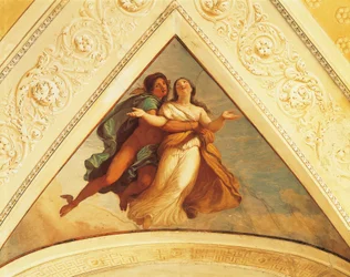 Bezel with Mercury, fresko af Andrea Appiani (1754-1817), Villa Reale, Monza, Italien