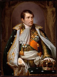 Portræt af Napoleon Bonaparte i kostume af kongen af Italien (olie på lærred