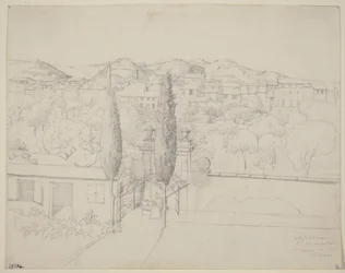 Udsigt fra mit vindue, via valfonda i Firenze (Gardens in Florence Seen from the Artist