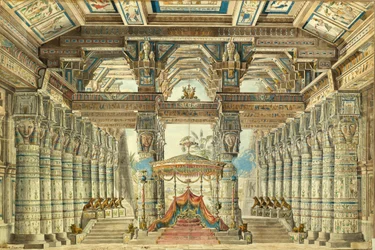 Scenedesign til balletten Cæsar i Egypten af G. Haendel, 1834