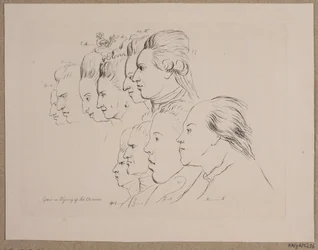 10 portrætter: Enevold Brandt, Johann Friedrich Struensee, Caroline Mathilde, Julieane Marie, Arveprins Frederik, Christian VII, Marie Jeanne Clemens, J. F. Clemens, Jens Juel og Nicolai Abildgaard