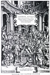 Titelside til anden udgave af De Humani Corporis Fabrica, Plade 3, 1555
