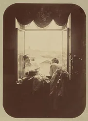 [To unge kvinder ved vinduet], ca. 1870.