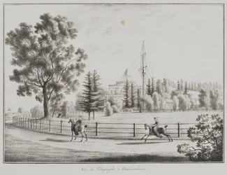 Udsigt over kælkepavillonen og telegrafen i Oranienbaum, 1821-1822
