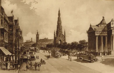 Edinburgh: Princes Street fra Mound (litho)