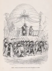 Efter, ind kom liget af vagter bevæbnet med frygtelige stik fra Scener fra P..., ca. 1837-47.