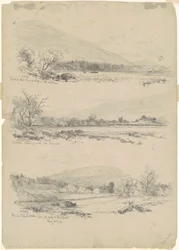 Catskill Mountains, Round-Top i det fjerne; Catskills ser mod nord fra Palenville; og Round Top, Catskills, fra vejen til Bracketts [verso]