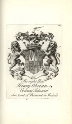 Våbenskjold og våbenskjold af den højre ærede Henry OBrien, Viscount Tadcaster, 8. jarl af Thomond i Irland