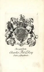 Våbenskjold og våbenskjold af den højre adelige Charles FitzRoy, 2. hertug af Grafton