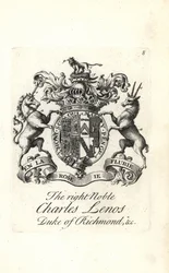 Våbenskjold og våbenskjold af den højre adelige Charles Lenos eller Charles Lennox
