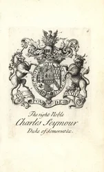 Våbenskjold og våbenskjold af den højre adelige Charles Seymour, 6. hertug af Somerset
