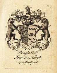 Våbenskjold fra den højre ærede Francis North, Lord Guilford, 2. Baron Guilford