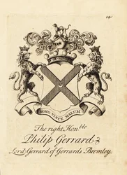 Våbenskjold af den højre ærede Philip Gerrard, Lord Gerrard af Gerrards Bromley, 7. Baron Gerard