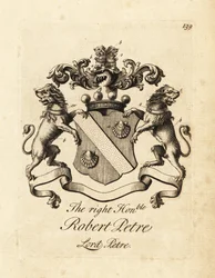 Våbenskjold af den højre ærede Robert Petre, Lord Petre, 8. Baron Petre
