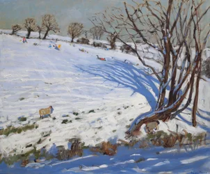Børn på kælk, Derbyshire (olie på lærred)