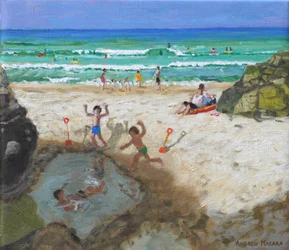 Fun in the sea pool, St Ives, 2024 (olie på lærred)
