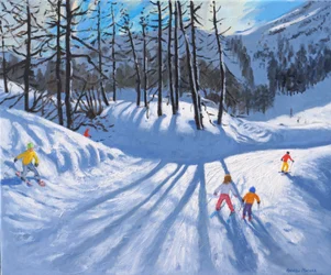Lange træskygger og skiløbere, Tignes, 2016-2019