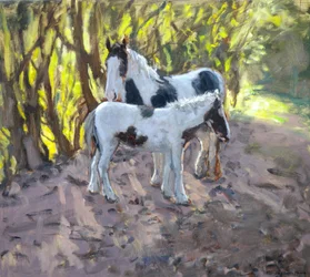 Hoppe og føl, 2011 (olie på lærred)