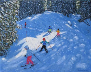 Skiskole. Samoens, Grand Massif, Frankrig, 2021 (olie på lærred)
