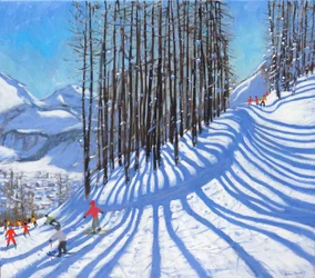 Skiløb, La Daille, Tignes, Frankrig. 2015, (olie på lærred)