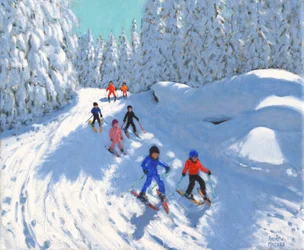 Skiløb ned ad stien ,Courchevel ,2018,(olie på lærred)