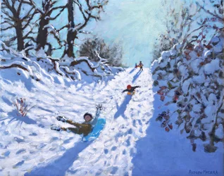 Sledging, Calke Abbey, Ticknall, Derby, 2021 (olie på lærred)