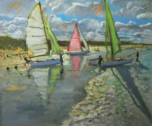 Tre sejlbåde, Bray Dunes, Frankrig
