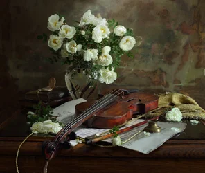 Hvide roser og violin