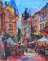 Livlig ukrainsk gade