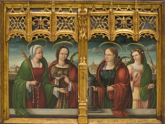 De hellige Apollonia, Lucy og Barbara og en anden hellig martyr