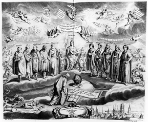 Firmmentum Sobiescianum eller, Uranographia, af Johannes Hevelius (1611-87), indgraveret af Charles de la Haye, pub. i 1687