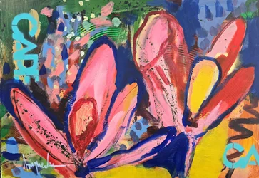 Livligt blomstermotiv i abstrakt stil
