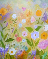 Farverig blomsterhave