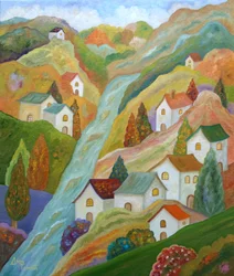 Farverigt bjerglandsby