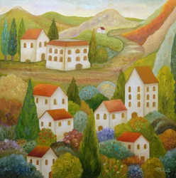 Farverig toskansk landsby