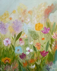 Farverig eng med vilde blomster