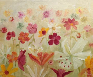 Farverig blomsterhave