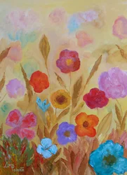 Farverige blomster i haven