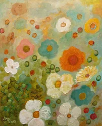 Farvestrålende engblomster