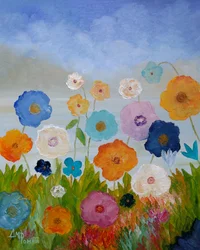 Farvestrålende malede blomster