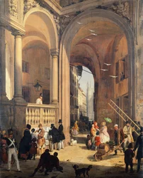Piazza dei Mercanti eller Overgangen fra Den gamle Fiskehandlerplads