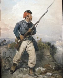 Soldat fra garnisonen i den garibaldiske hær "Alpernes jægere", ca. 1859 (olie på lærred)