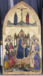 Madonna og barn på tronen med engle og hellige, ca. 1360-70 (tempera på poppeltræ)