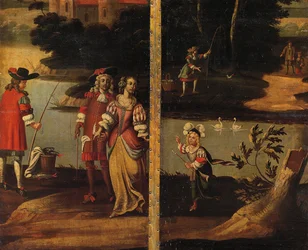 Firedobbelt dobbeltsidet skærm, ca.1700