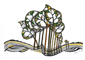En fantasifuld illustration af et træ