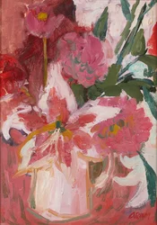 Pink Still-Life (olie om bord)
